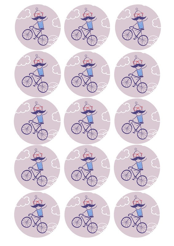 Design Sheet edible image Flying bicycle man