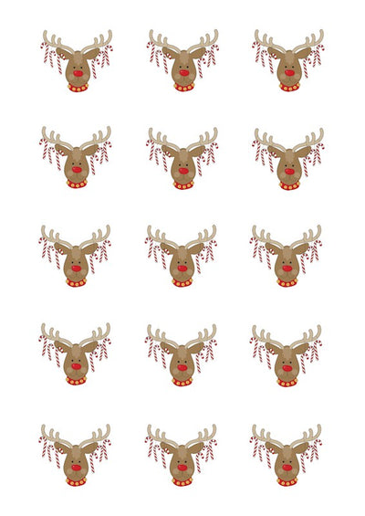 Design Sheet edible image Rudolph Reindeer and Candy Canes