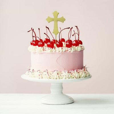 Gold metal Cross cake topper