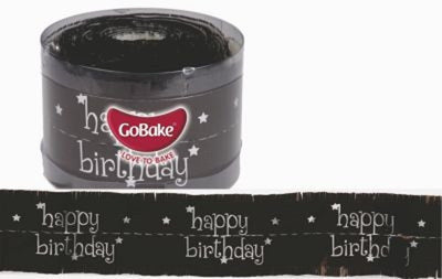 Happy Birthday BLACK birthday cake frill 50mm wide x 1m