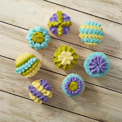 Examples of piped buttercream cupcakes