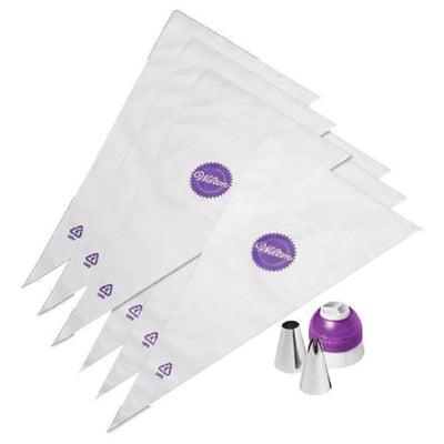 Tri colour decorating set 9pc tips bags and coupler