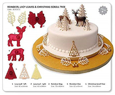 Reindeer lacy leaves and Christmas tree cutter set (filigree) Jem