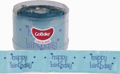Happy Birthday BLUE Birthday cake frill 50mm wide x 1m