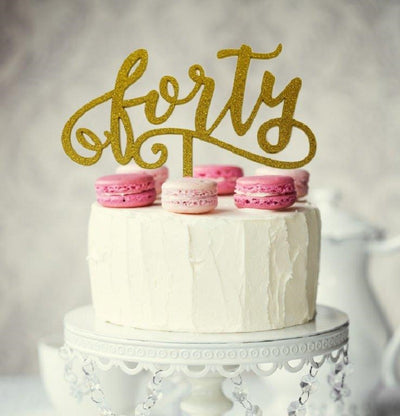 Number Forty 40 Gold Glitter Acrylic cake topper pick