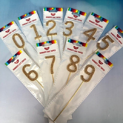 Gold 4.5cm claw set diamante Number 3 cake topper
