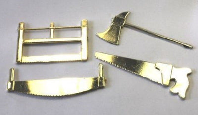 Set 4 gold plastic DIY tools cake topper 65mm