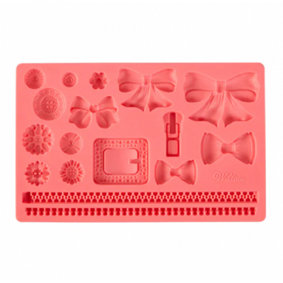 Buttons Buckles Bows and Zips Silicone fondant and gumpaste Mould