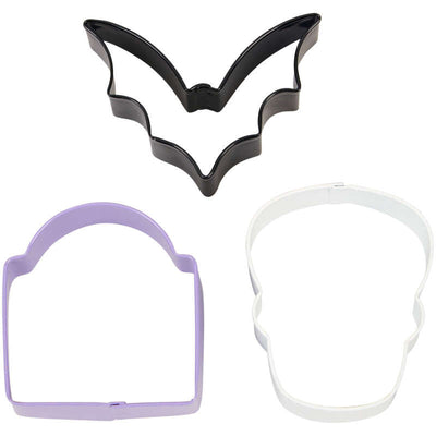 Halloween cookie cutter set of 3 bat tombstone and skull