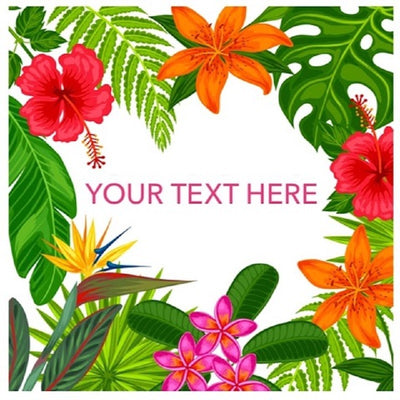 Custom edible icing image Tropical flowers 19cm Square