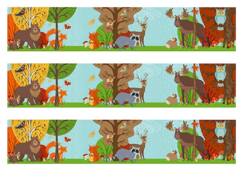 Edible icing image CAKE STRIPS Forest Woodland animals