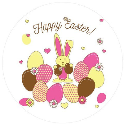 Edible icing image Happy Easter Bunny and Eggs