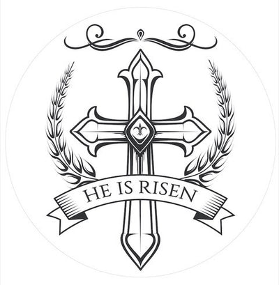 Edible icing image He is Risen Religious Cross