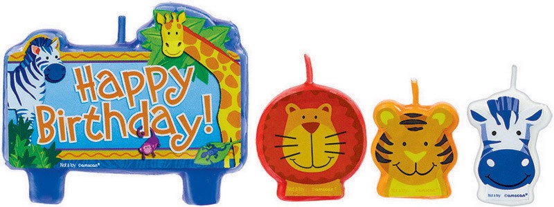 JUNGLE ANIMALS BIRTHDAY CANDLE SET of 4