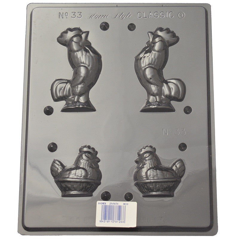 3d Easter Rooster and Hen chocolate mould