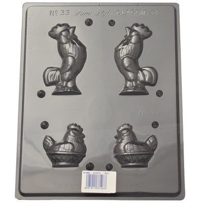 3d Easter Rooster and Hen chocolate mould