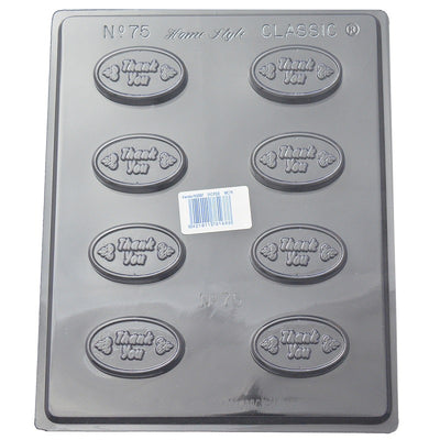 Oval plaque chocolate mould Thank You