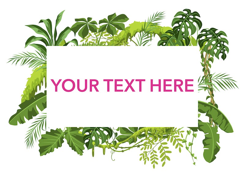 Custom edible icing image A4 RECTANGLE Tropical leaves