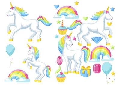 Character edible icing image sheet Unicorns