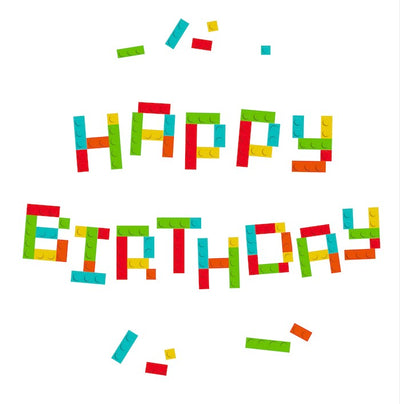 Edible icing image Building Blocks Happy birthday