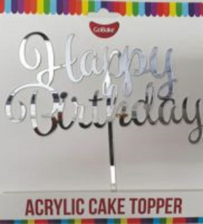 Gobake HAPPY BIRTHDAY Acrylic economy mirror topper Silver