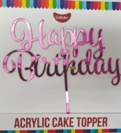 Gobake HAPPY BIRTHDAY Acrylic economy mirror topper PINK