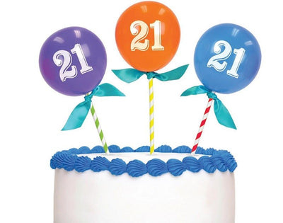 21st birthday balloon cake topper kit