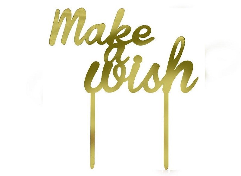 Make a wish gold mirror acrylic cake topper