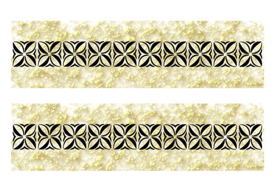 A3 Edible icing image sheet Samoan Flower strips Gold Splatter by ibicci