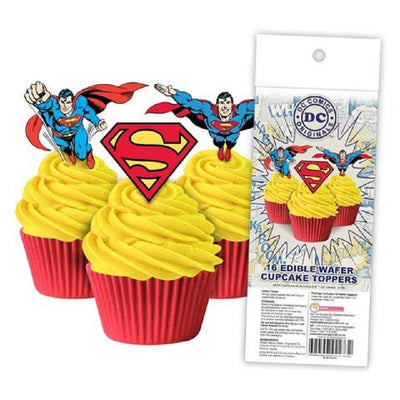 Superman pack 16 wafer paper cupcake toppers
