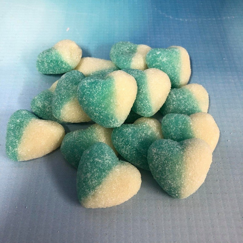 Blue and White Sugared Hearts Gummy Candy lollies
