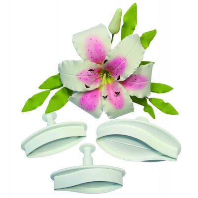PME FLORAL PLUNGER CUTTERS Medium VEINED LILY SET OF 2 80MM