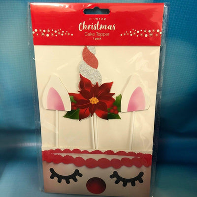 Unicorn horn and ears with Poinsettia cake topper picks