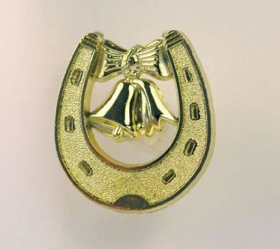 Gold 30mm Horseshoe with Bell plastic cake topper decoration