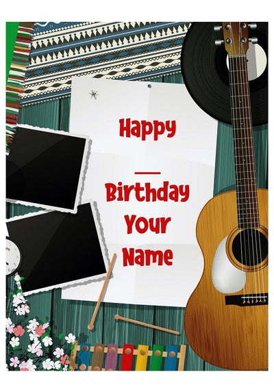 Custom edible icing image A4 Music themed with guitar