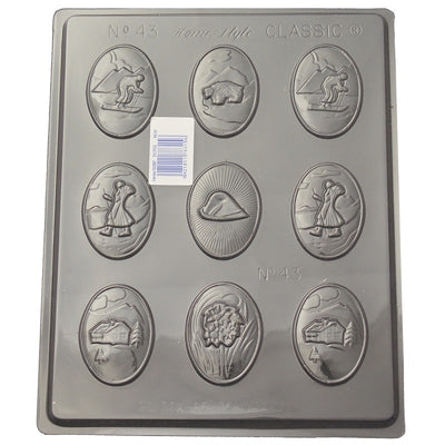 Alpine themed chocolate mould skiers bear edelweiss