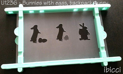 Easter bunny with eggs and backpack stencil by ibicci