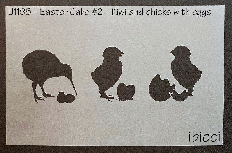 Easter Cake size stencil Kiwi and chicks with eggs stencil by ibicci