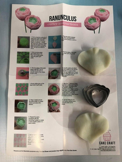 Ranunculus flower petal cutter and veiner set