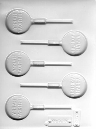 Happy Birthday round lollipop hard candy or isomalt mould
