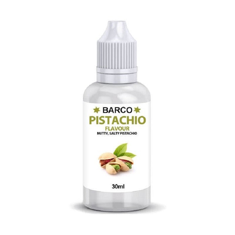 Barco flavouring 30ml Pistachio.  Add to cake and brownie batters, buttercream or fondant icing etc to flavour.