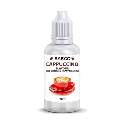 Barco flavouring 30ml Cappuccino Coffee.  Add to cake and brownie batters, buttercream or fondant icing etc to flavour.
