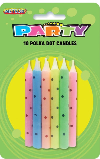 Pastel Polka dot candles Large pack of 10