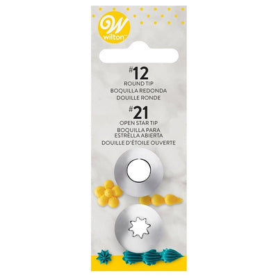 Set 2 piping nozzle tips standard no 12 and 21 by Wilton