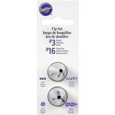 Set 2 piping nozzle tips standard no 3 and 16 by Wilton