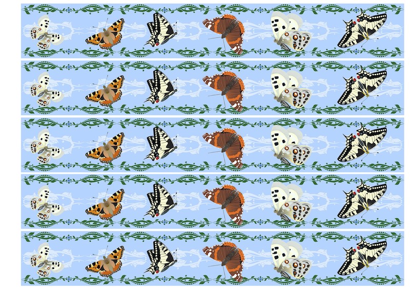 Edible icing image CAKE STRIPS ribbons Butterfly butterflies
