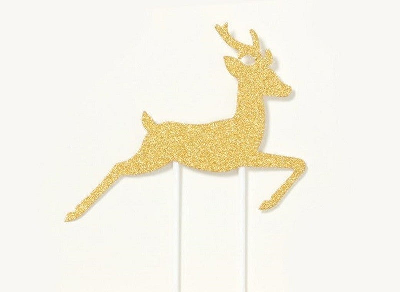 Reindeer Gold glitter cake topper