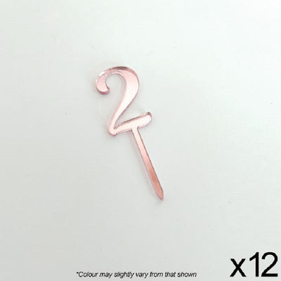 Cupcake acrylic toppers pack of 12 number 2 Rose Pink