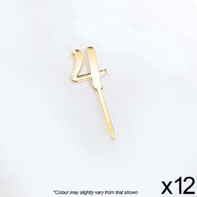 Cupcake acrylic toppers pack of 12 number 4 Gold