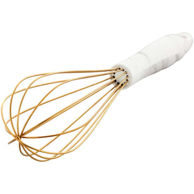Gold Balloon Whisk with Marble Handle